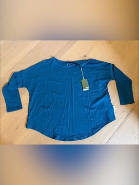 Nui Organics Mallard Steffi Long Sleeve Merino Tencel Blend Teal Top- NWT